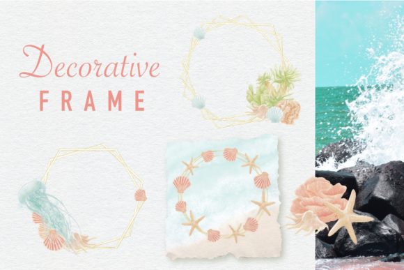 Download Decorative Frame "Ocean and Seashells" - Decorative Collection